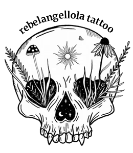 rebelangellola tattoo - Skull with botanical elements